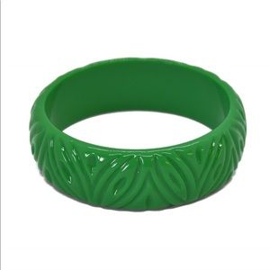 Vivian of Halloway Green Carved Resin Bangle Bracelet -